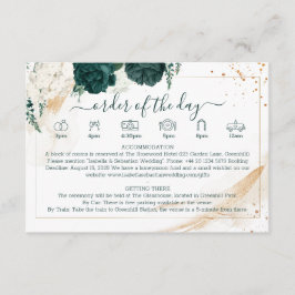 Tarjeta De Recepción Detalles Blancos de Boda Rosa Verde Esmeralda Flor