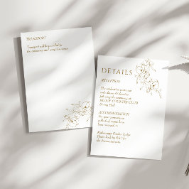 Tarjeta De Recepción detalles boda oro botánico simple elegante