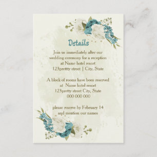 Tarjeta De Recepción detalles bodas de flores azules blancas verdes