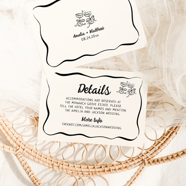 Tarjeta De Recepción Detalles Bodas de mano moderna y caprichosa (Subido por el creador)