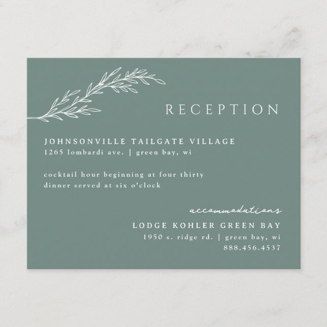 Tarjeta De Recepción Detalles botánicos de Eucalyptus Modern Stenciled (Anverso)
