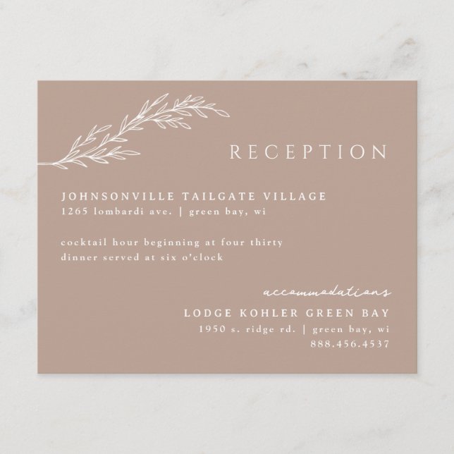 Tarjeta De Recepción Detalles botánicos modernos de arcilla (Anverso)