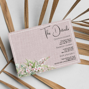 Tarjeta De Recepción Detalles botánicos rústicos de menta rosa floral