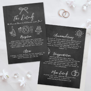 Tarjeta De Recepción Detalles Caprichosos de Boda Dibujados a Mano en P