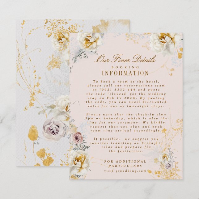 Tarjeta De Recepción detalles caprichosos del boda botánico de la coron (Anverso / Reverso)