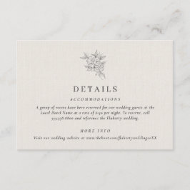 Tarjeta De Recepción Detalles Clásicos de Boda Botánica en Beige