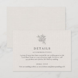 Tarjeta De Recepción Detalles Clásicos de Boda Botánica en Beige