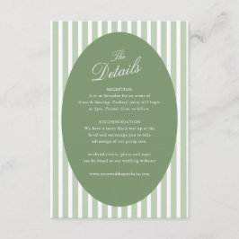 Tarjeta De Recepción Detalles Clásicos de Boda con Rayas Verde Oliva