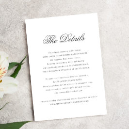 Tarjeta De Recepción Detalles clásicos de boda de caligrafía simple y e