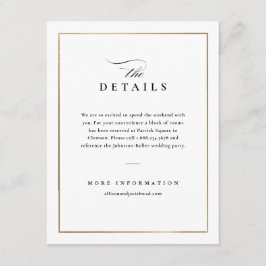 Tarjeta De Recepción Detalles Clásicos de Boda Elegante en Blanco y Neg