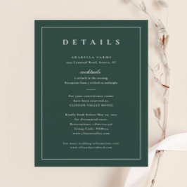 Tarjeta De Recepción Detalles Clásicos de Boda Elegante en Verde