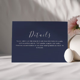 Tarjeta De Recepción Detalles Clásicos de Boda en Azul Marino
