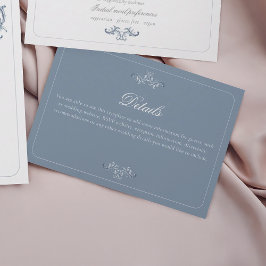 Tarjeta De Recepción Detalles Clásicos de Boda en Azul Polvo