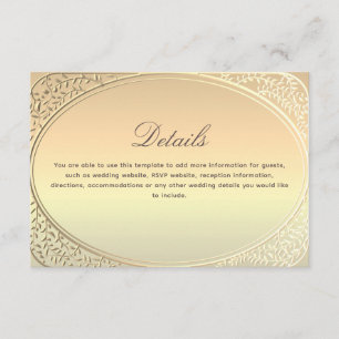 Tarjeta De Recepción Detalles Clásicos de Boda en Oro