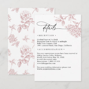 Tarjeta De Recepción Detalles Clásicos de Boda Floral Rosa Victoriana