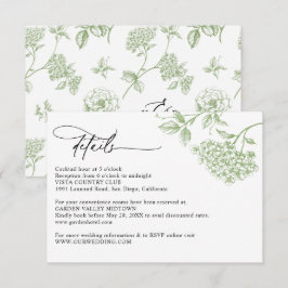 Tarjeta De Recepción Detalles Clásicos de Boda Floral Victoriana Verde
