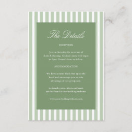 Tarjeta De Recepción Detalles Clásicos de Boda Verde Estriado