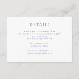 Tarjeta De Recepción Detalles clásicos del Boda azul y blanco Minimalis