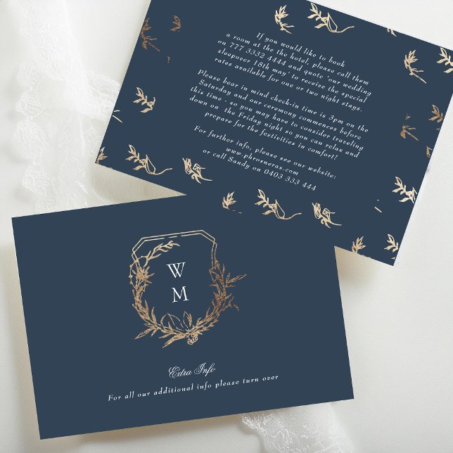 Tarjeta De Recepción detalles clásicos del boda escudo de la Marina Azu (Subido por el creador)