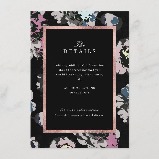 Tarjeta De Recepción Detalles clásicos modernos de boda floral abstract (Anverso)