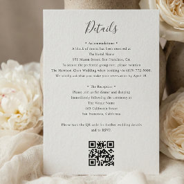 Tarjeta De Recepción Detalles Código QR RSVP Boda