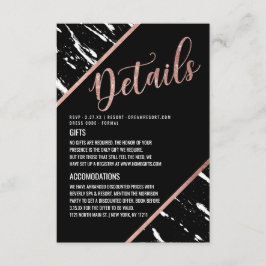 Tarjeta De Recepción Detalles color de rosa de mármol blancos negros