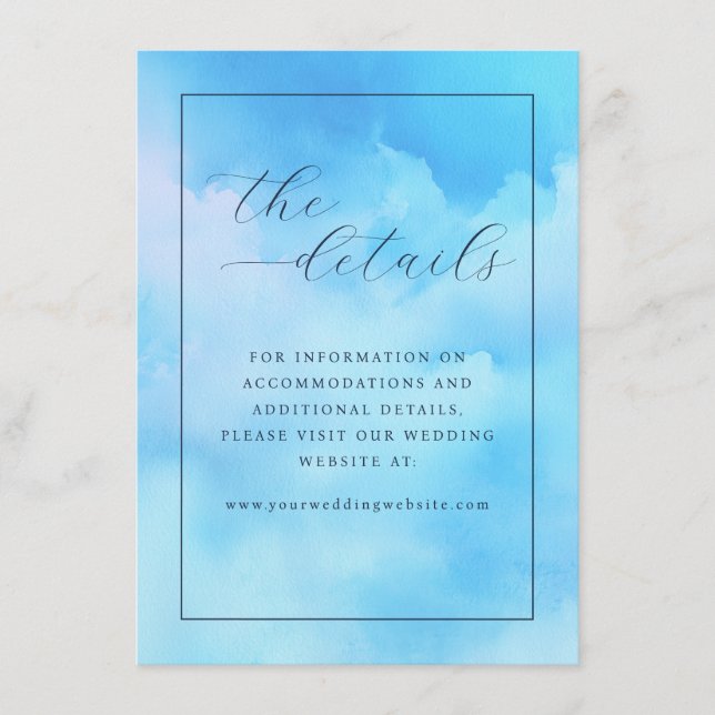 Tarjeta De Recepción Detalles de Acuarela Azul Tranquilo (Anverso)