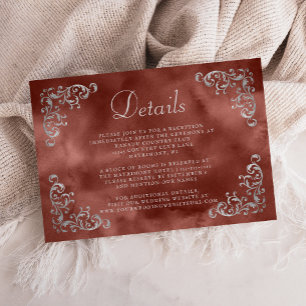 Tarjeta De Recepción Detalles de acuarela de canela oxidada plateada vi