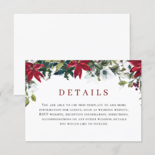 Tarjeta De Recepción Detalles de acuarela de poinsettia roja elegante