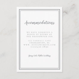 Tarjeta De Recepción Detalles de Alojamiento Simple Gris para Boda