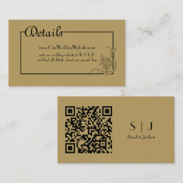 Tarjeta De Recepción Detalles de Art Nouveau Gold y Black Boda con QRC