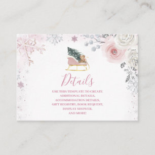 Tarjeta De Recepción Detalles de Baby Shower de Trineo de Copo de Nieve
