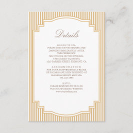 Tarjeta De Recepción Detalles de boda a rayas beige clásicas