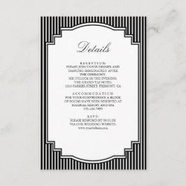 Tarjeta De Recepción Detalles de Boda a Rayas Blancas y Negras