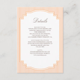 Tarjeta De Recepción Detalles de Boda a Rayas Naranjas Clásicas