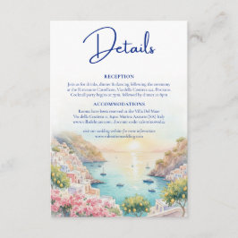 Tarjeta De Recepción Detalles de Boda Acuarela Amalfi Coast Amore