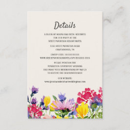 Tarjeta De Recepción Detalles de Boda Acuarela Flores Silvestres Boho F