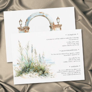 Tarjeta De Recepción Detalles de Boda Acuarela Moderna de Playa Costera