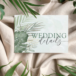 Tarjeta De Recepción Detalles de Boda Acuarela Verde Tropical