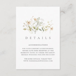 Tarjeta De Recepción Detalles de Boda al Aire Libre con Flores Silvestr