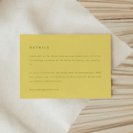 Tarjeta De Recepción Detalles de Boda Amarillo Limón Moderno y Sitio We