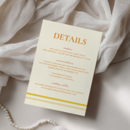Tarjeta De Recepción Detalles de Boda Amarillo Mantequilla con Escritur