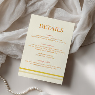 Tarjeta De Recepción Detalles de Boda Amarillo Mantequilla con Escritur