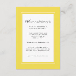 Tarjeta De Recepción Detalles de Boda Amarillo y Blanco Bordes Modernos