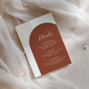 Tarjeta De Recepción Detalles de Boda Arco Boho Terracota Naranja Quema
