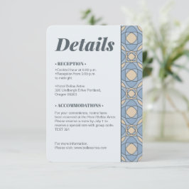 Tarjeta De Recepción Detalles de Boda Art Déco con Azul Polvoriento Mod