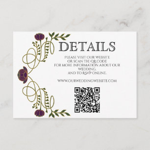 Tarjeta De Recepción Detalles de boda Art Nouveau de tono joya Sitio we