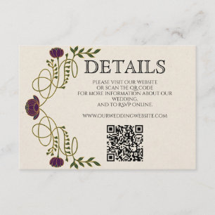 Tarjeta De Recepción Detalles de boda Art Nouveau en tonos de joya con