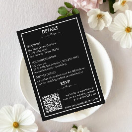 Tarjeta De Recepción Detalles de boda atemporales en blanco y negro/Tar