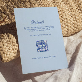 Tarjeta De Recepción Detalles de Boda Azul Código Qr RSVP